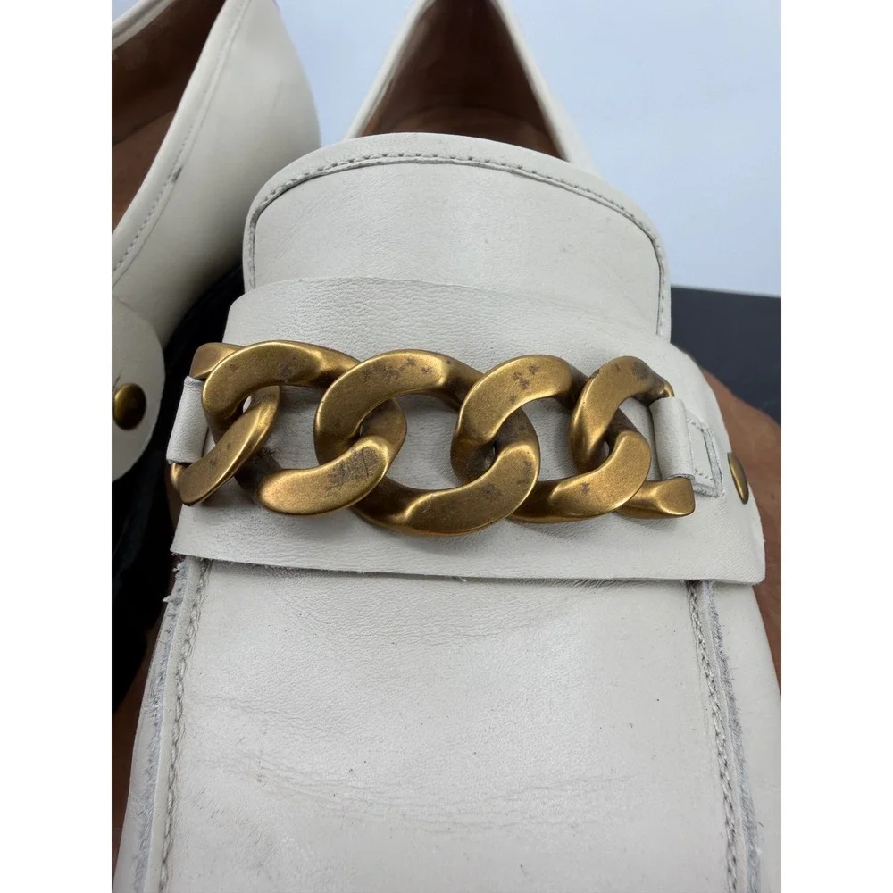 Vionic‎ Elodie Loafers Womens 11 Cream Good Leather Lug Sole Chain Platform